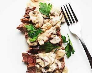 (Keto Entree) Steak Diane with Mushrooms